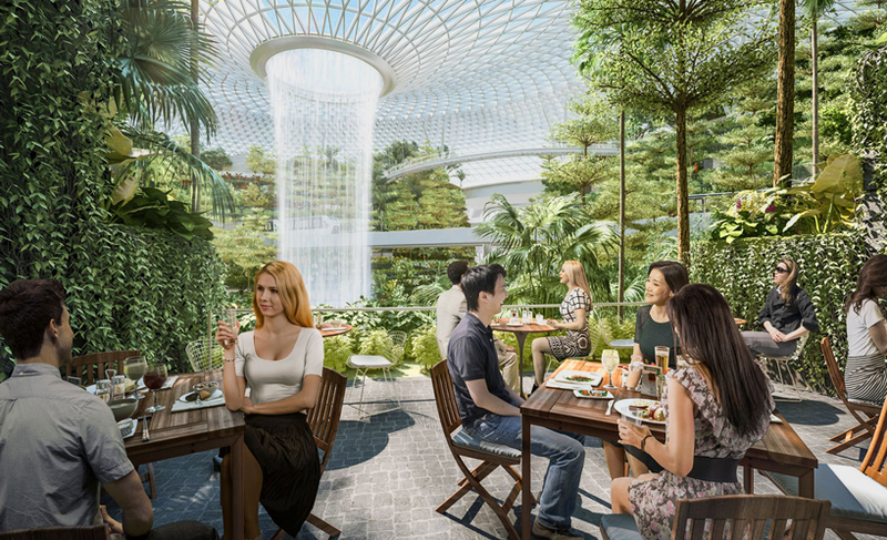 Illustration for article titled ​Cúpulas y una cascada de 40m: asà será el aeropuerto más extravagante